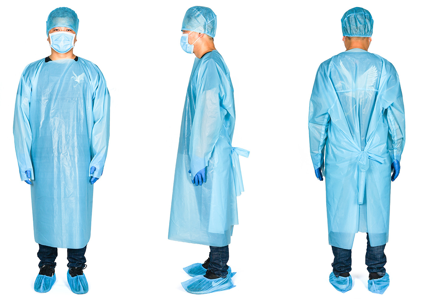 Disposable Waterproof Isolation Gown Thumb Loop Protection Aprons Long Sleeve