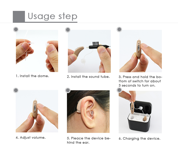Gray BTE Hearing Aids With Bluetooth Vigor 402 Digital Hearing Amplifier