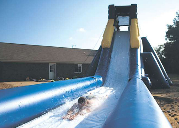 Customized Commercial Inflatable Water Slides , Blue Hippo Giant Inflatable Slide For Adult