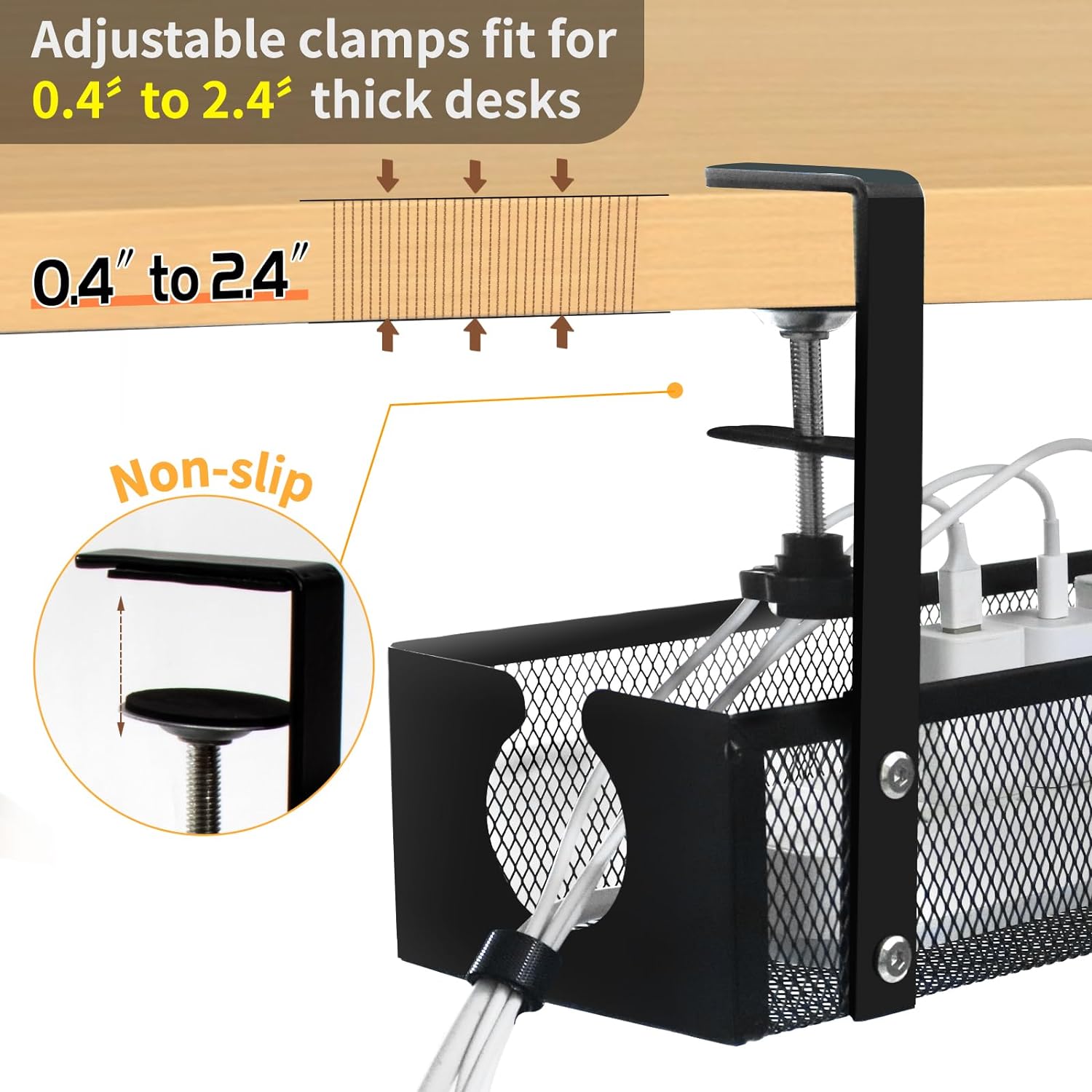 Office Electric Wire Organizer Tray No Drill Mesh Desk Cable Tray for Cable Management