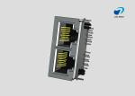 RJ45 2-port jack Cat.5 THT angled