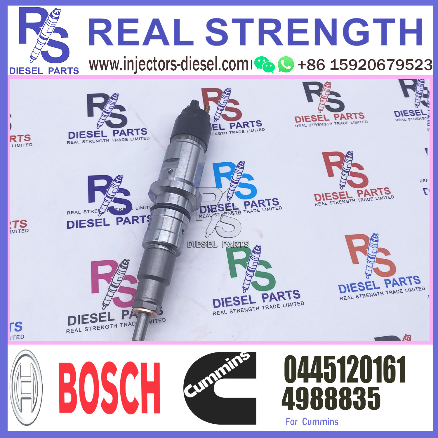 Construction Machinery Heavy Truck Diesel Engine Parts Common Rail Fuel Injector 4988835 0445120161 for ISDE Engine