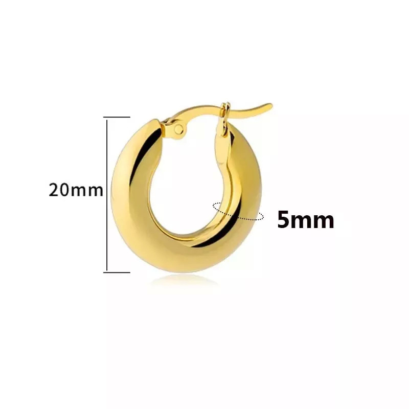 Half Round Funky Stainless Steel Gold Earrings 14k Gold Plated Round Earrings