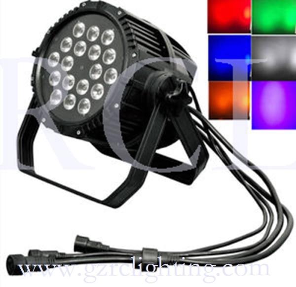 IP65 Waterproof Digital Display LED 18Bulbs x 18W Balck Cast RGBWA+UV Par Light