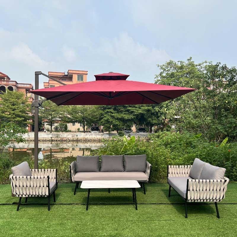 Windproof Outdoor Aluminum Umbrella Red Commercial Aluminum Umbrella
