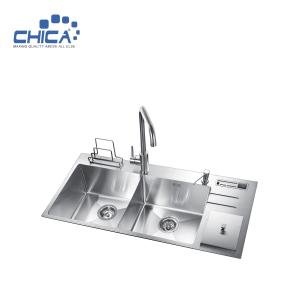 Wholesale SUS304 stainless steel Kitchen Sinks Double Bowl Handmade kitchen Sinks from china suppliers