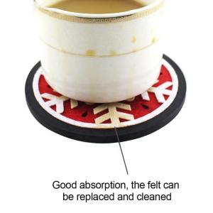 Wholesale Heat Insulation 10cm Felt Christmas Themed Cup Mat from china suppliers