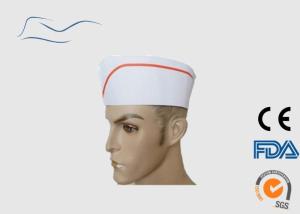 Wholesale Children Red Stripe Disposable Head Cap Wood Free Paper Material 60 / 80G from china suppliers