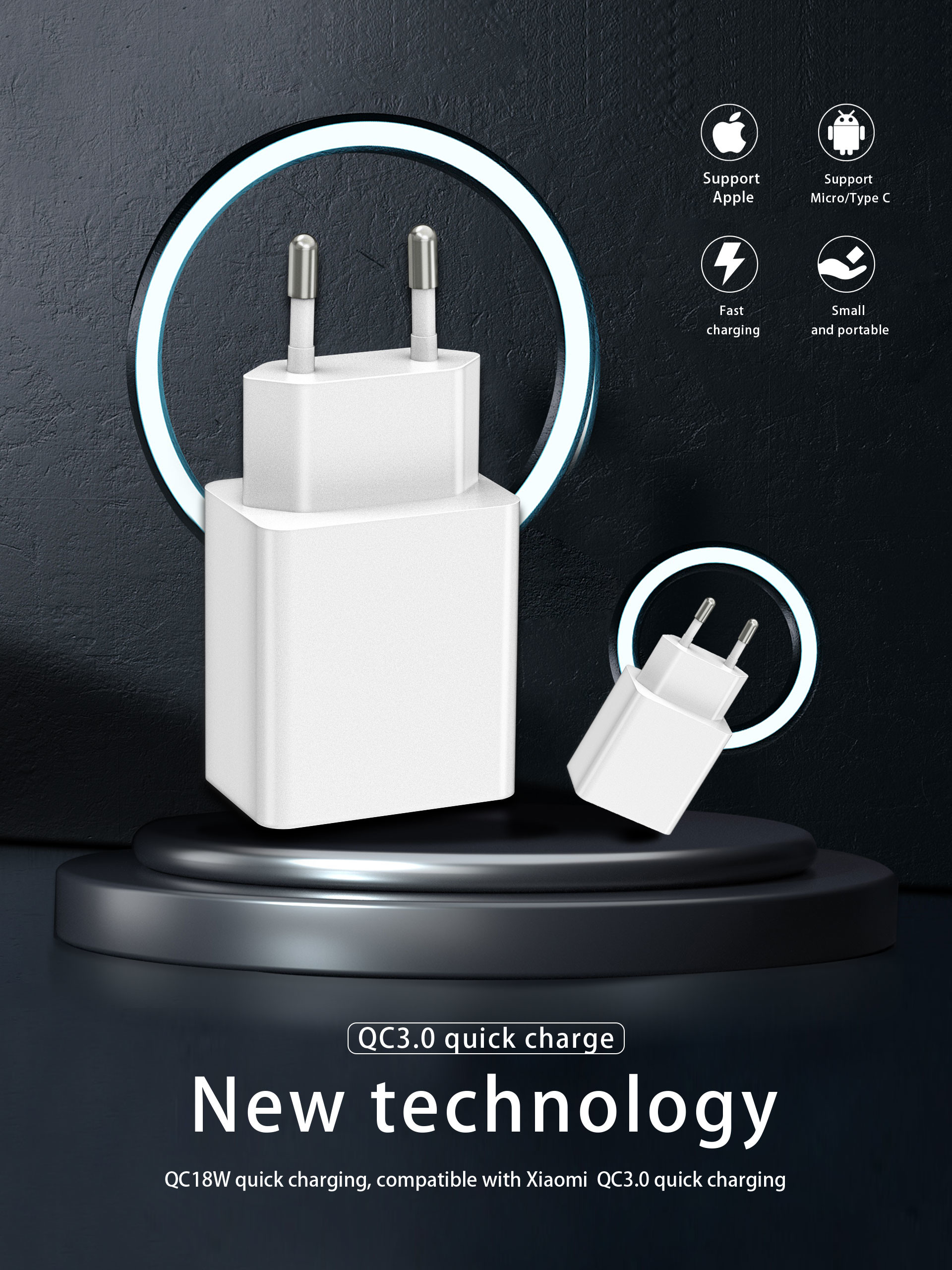OCC 18W Quick Charge 3.0 Wall Charger One Port AC 100-240V Input