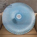 Chic Blue Red Yellow White Glass Charger Plates 12in Diamond Figure Design Glass