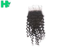 Wholesale 100% Human Hair Closure Deep Wave , Natural Black Brazilian Lace Closure from china suppliers