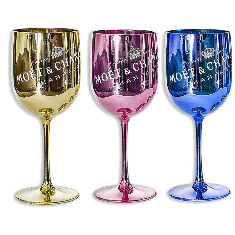 Fashions 450ml Black Reusable Plastic Wine Glasses Moet & Chandon acrylic champagne flutes