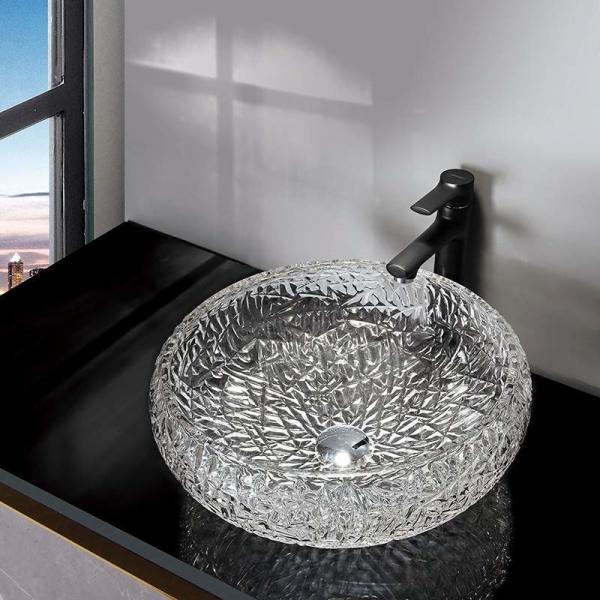 Ball Shape Round Bowl Bathroom Sink Vessel 170mm Crystal Clear Countertop