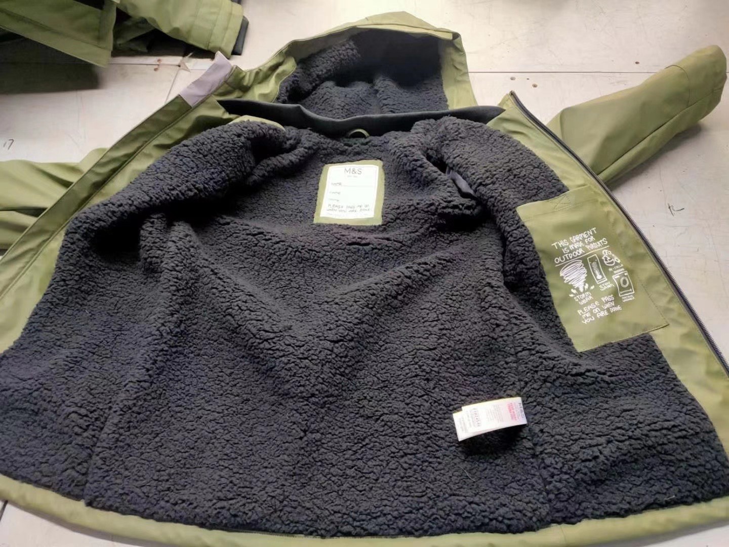 Fashion Olive Outdoor Boys Heavy Winter Coat Polar Fleece Linning Keep Warm
