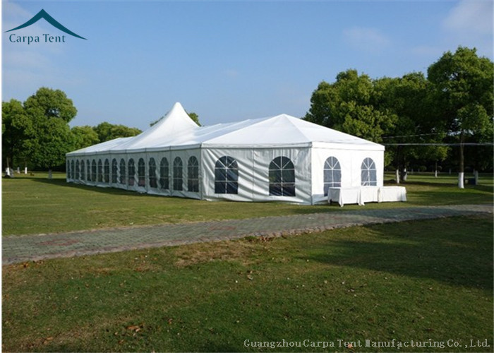 White Roof Fabric Mixed Marquee Tents Water Resistant For Commercial Activities