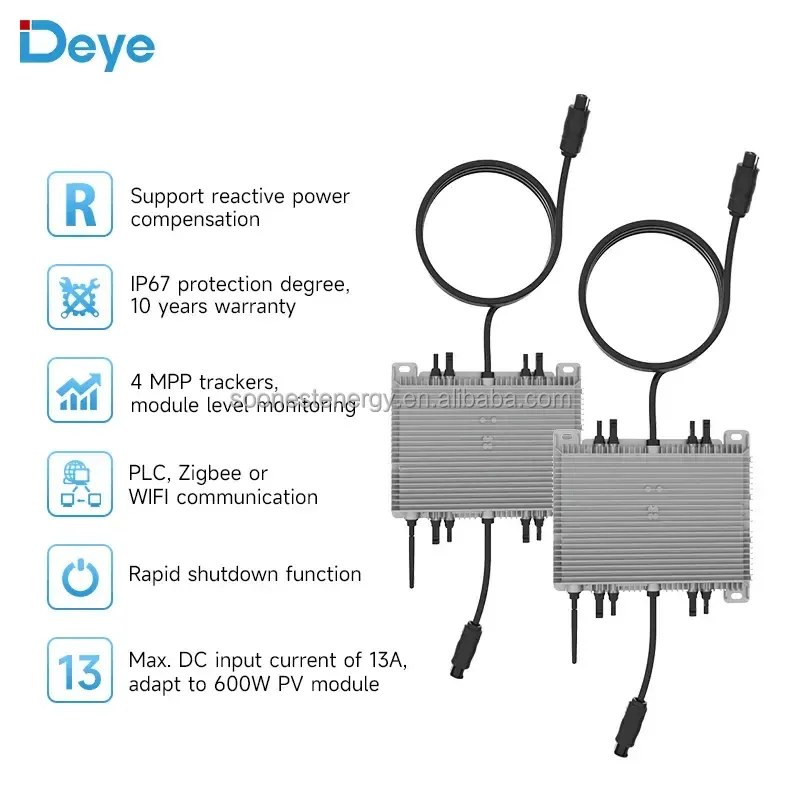 Deye Inverter Sun 600 Grid Tie Solar Micro Inverter 1000W 800W 600W 230Vac 220Vac On Grid Micro Smart Inverter