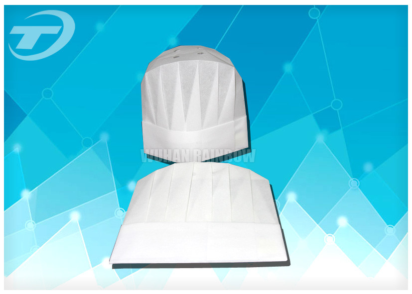 Single use nonwoven chef hat white , waterproof and dustproof , CE certificated