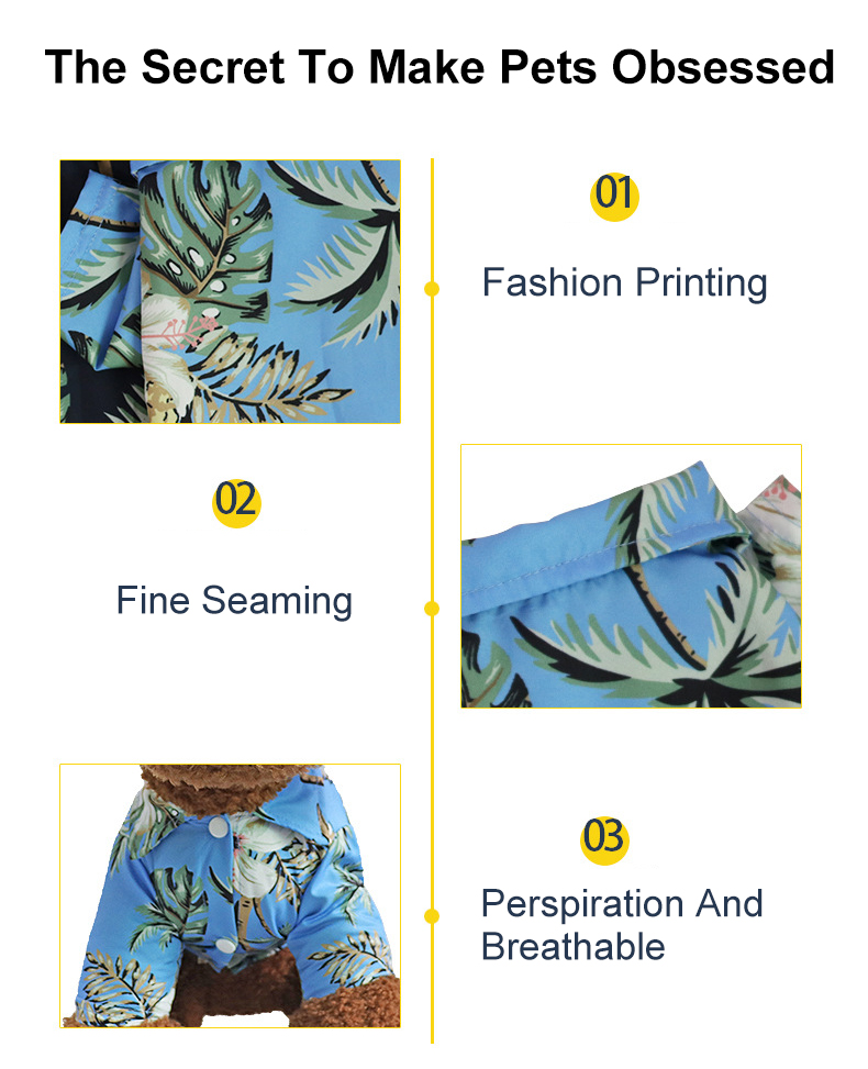 Hawaiian Style Pets Wearing Clothes French Bulldog Dog Hawaiian Shirt