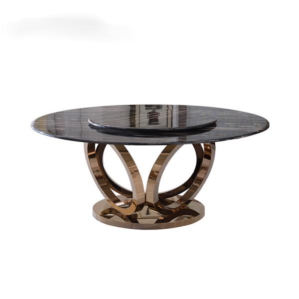 Tempering Contemporary Luxury Dining Table 1350mm , Ebony Lazy Susan Dining
