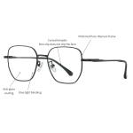 Polygonal Titanium Frame Glasses Blue Light Blocking Lens For Men And Women