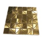 Wall Panel Decor Hairline Finish PVD Gold Stainless Steel Mosaic Tile