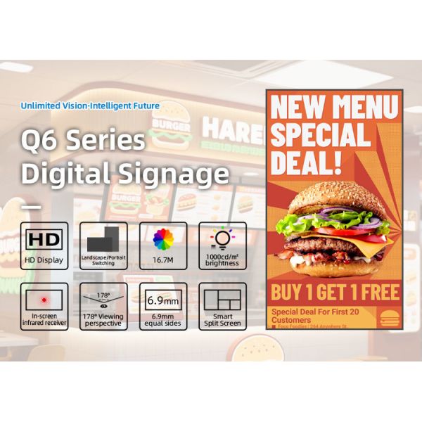 4K UHD Commercial LCD Digital Signage Display for Indoor Digital Poster Media