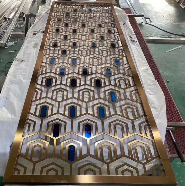 Customize wall decoration rose gold curve metal entryway room divider