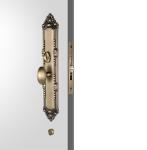 Antique Brass Door Handles Single Cylinder Luxury Handleset Zinc Alloy