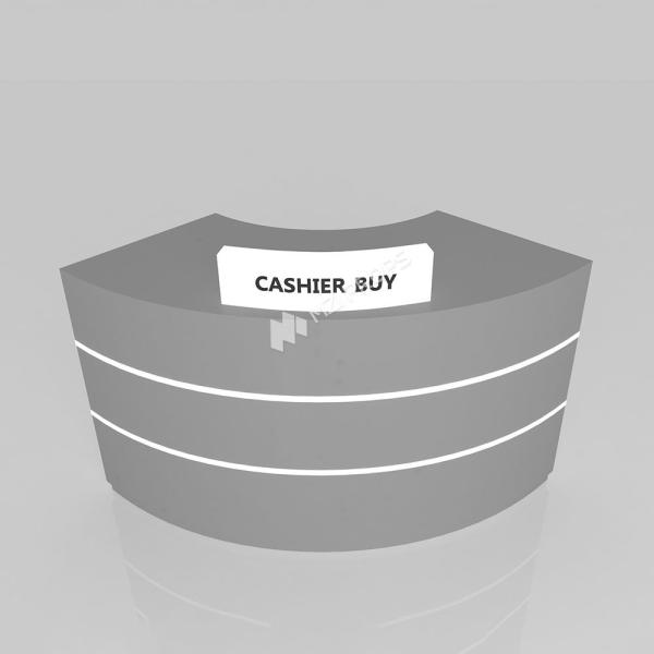Store Counter Grey Wooden Cash Register Iron Structure Light Box For Branded