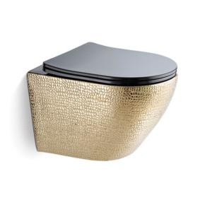Wholesale Electroplated Black Gold Ceramic Wall Hanging Toilet Self Cleaning Glazed from china suppliers