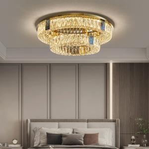 Wholesale Multilayer Round Large Flush Mount Crystal Chandelier Dimmable For Home Hotel from china suppliers
