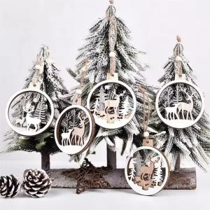 Wholesale Wooden Christmas tree hanging ornaments create a Christmas family atmosphere from china suppliers