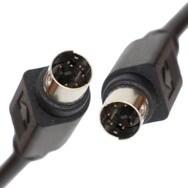 Custom 1M 3M Shield Male To Male Mini DIN 6 Pin cable