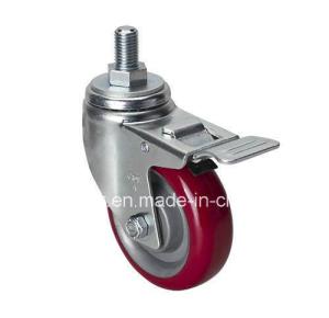 Wholesale Industrial Grade 4&quot; 150kg Threaded Brake TPU Caster 5044-86 in Red for Heavy Loads from china suppliers