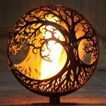 Portable Campfire Corten Steel Gas Fire Pit 800mm Diameter Rustic Red Wood / Gas