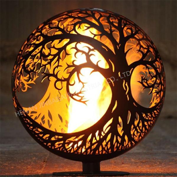 Portable Campfire Corten Steel Gas Fire Pit 800mm Diameter Rustic Red Wood / Gas