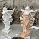 Marble Garden Angel Statues Life Size Greek Stone Carving Winged Figures Outdoor