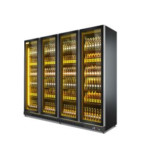 China Drinks Beer Auto Defrost 4 Doors Cooler Commercial Display Fridge With 4 Wheels on sale