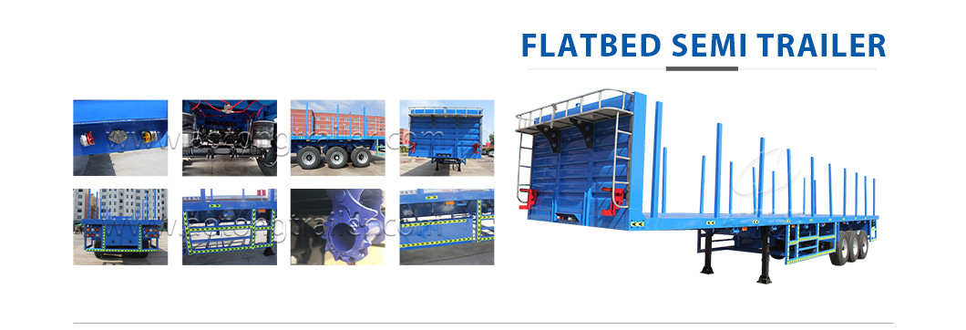 35/50 Tons 2/3 Axles Heavy Duty 20ft 53ft Flatbed Semi Trailer for Container Carrying