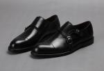 Black Mens Monk Strap Shoes , Goodyear Leather Shoes With Buckle