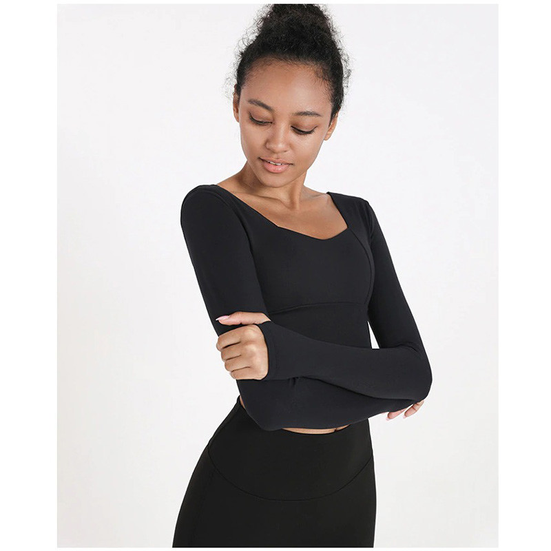 High Waist Yoga Workout Clothes Breathable Yoga Leggings Top Set With Thumb Hole