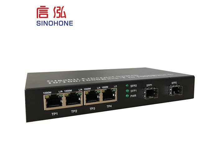 Gigabit Ethernet Fiber Optic Network Switch 10/100/1000M 4 RJ45 And 2 SFP