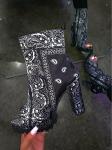 Colorful Tie Dye Open Toe Ladies High Heeled Boots With Side Zipper