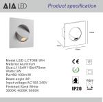 Square modern 350degree flexibility gold reading light 3W headboard wall lamp