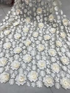 Wholesale 3D Embroidered Flower Beaded Wedding Gown Lace Fabric Anti-static Fashion from china suppliers
