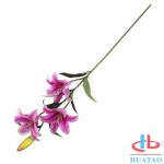 Single 3 Heads Lily Flowers Waterproof Artificial Flowers For Wedding