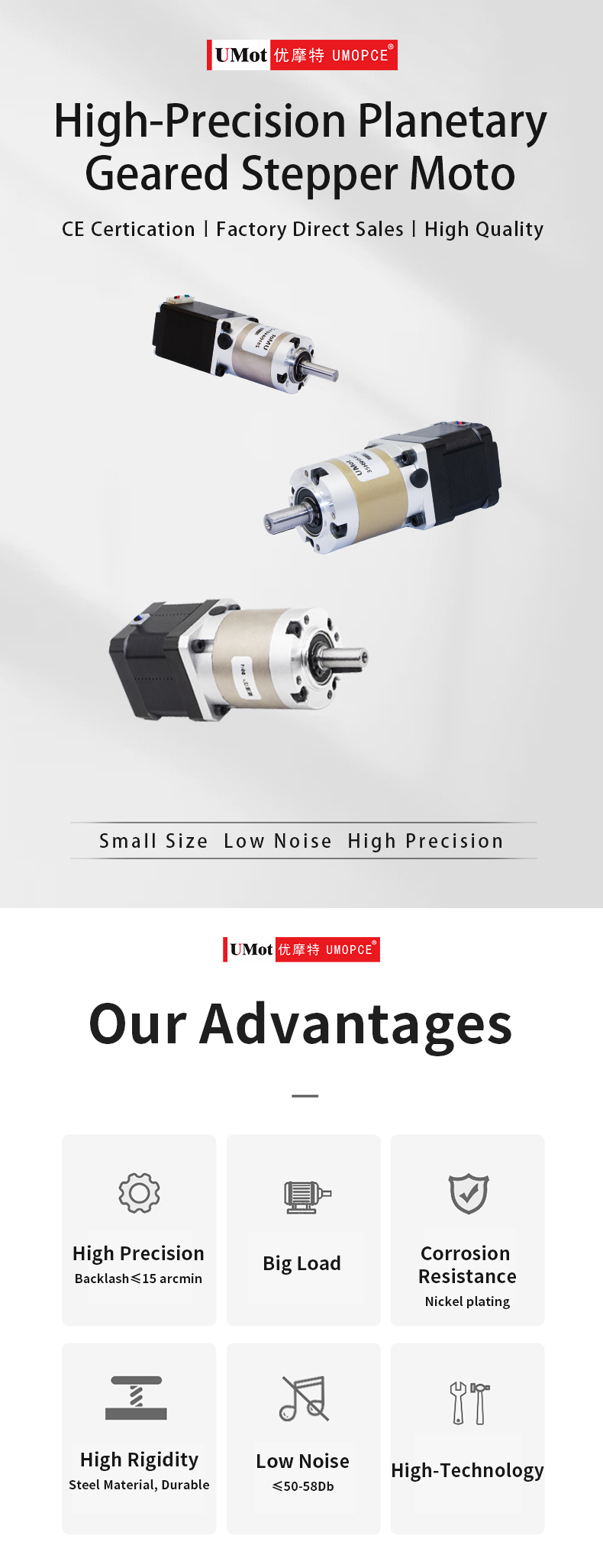 High Precision 35mm Nema 14 Planetary Stepper Gear Reducer with Gearbox and Efficiency