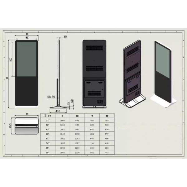 55 Inch LCD Advertising Kiosk Floor Standing Touch Screen Kiosk With Built In Speakers