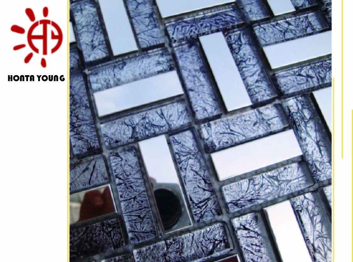 HTY - TC 300 300*300 Best Selling Cinerous Strip Glass Mosaic Tiles for Wall Designs