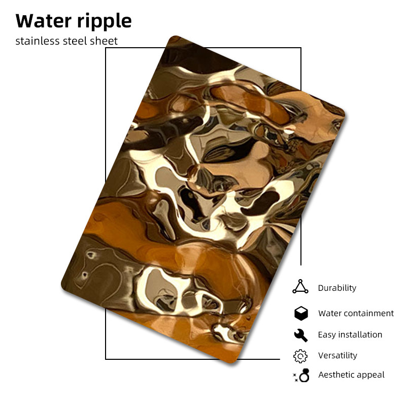 316 Water Ripple Stainless Steel Sheet With Golden Hammered Finish